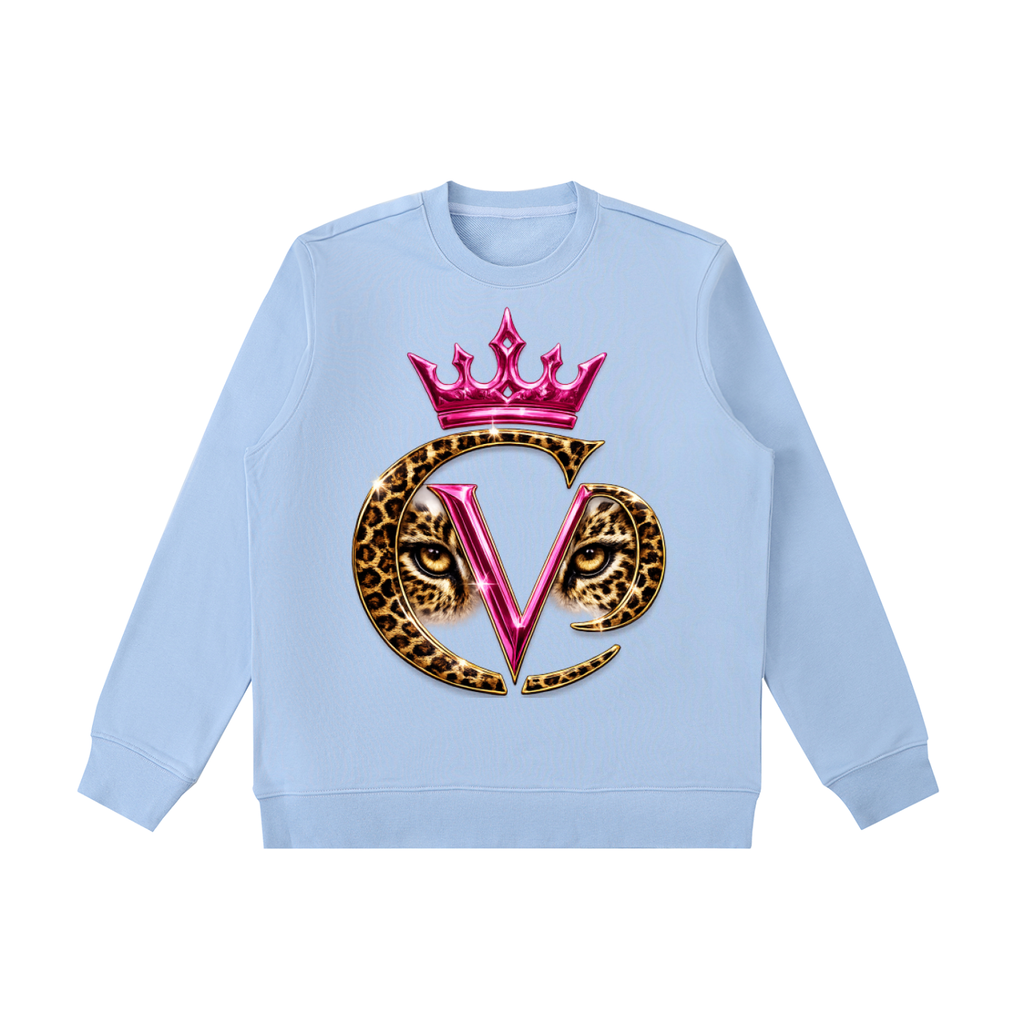 Stay COVRD Sisters' Pink Leopard Crown Crewneck  Sweatshirt