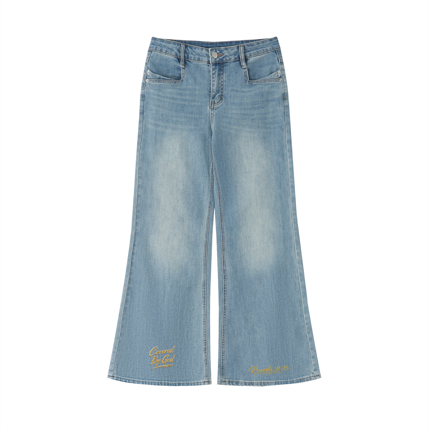 COVRD Women's Vintage Wash Flared Leg Jeans