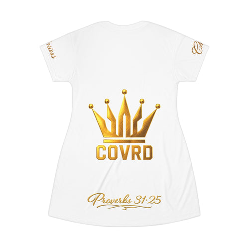 COVRD Crown T-Shirt Dress — White Gold