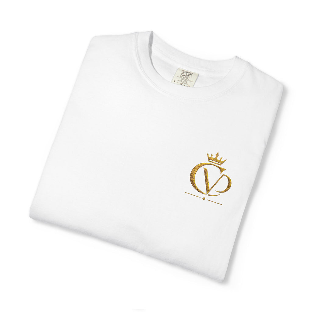 COVRD Gold Embroidered Crowned CVD Chest Logo T‑Shirt