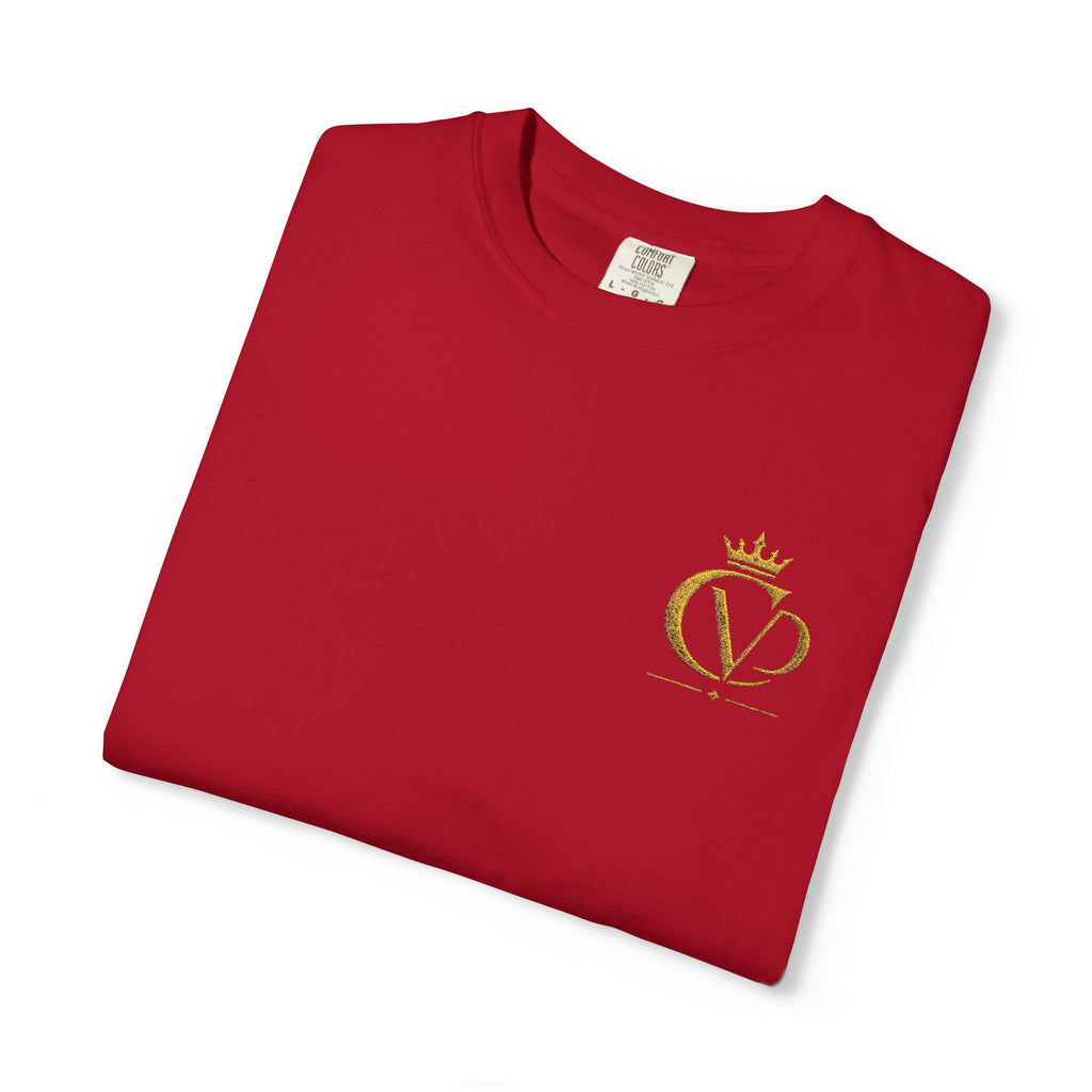 COVRD Gold Embroidered Crowned CVD Chest Logo T‑Shirt