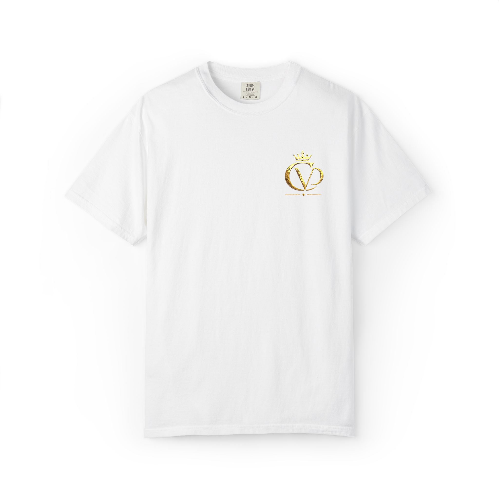 COVRD Gold Embroidered Crowned CVD Chest Logo T‑Shirt