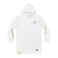 Stay Covrd Embroidered— White Hoodie Dress with Gold Crown