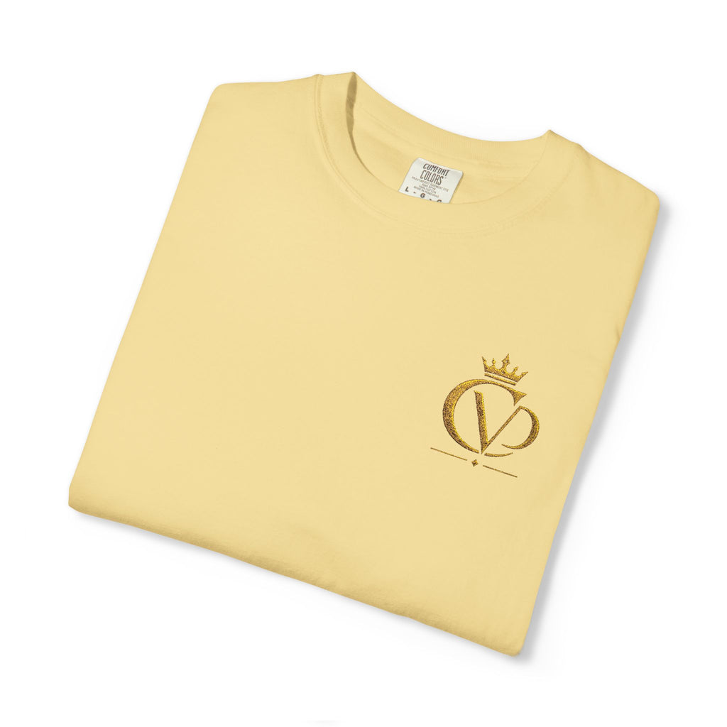 COVRD Gold Embroidered Crowned CVD Chest Logo T‑Shirt