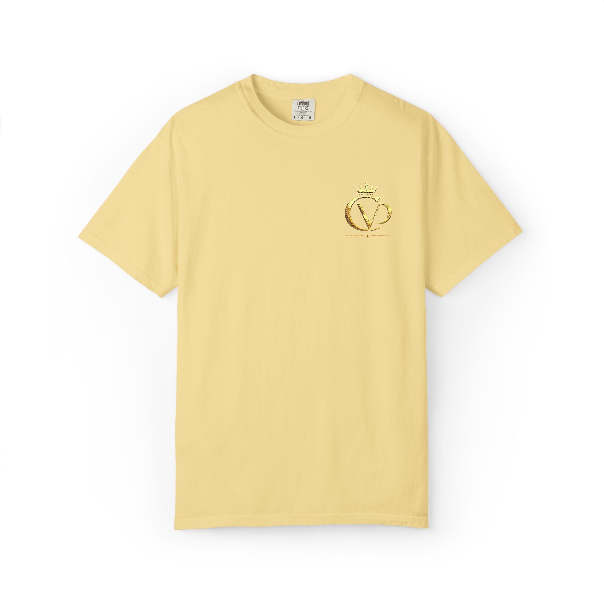 COVRD Gold Embroidered Crowned CVD Chest Logo T‑Shirt