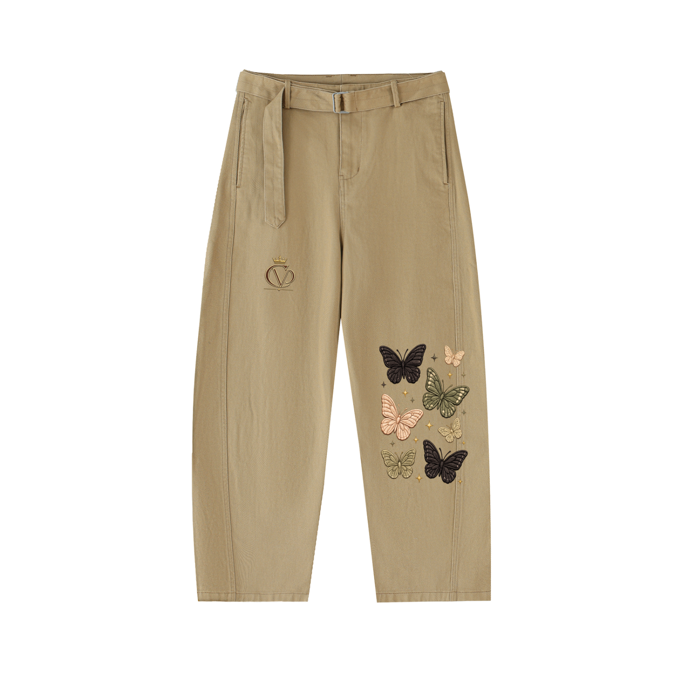 COVRD Women Butterfly Barrel-leg Chino Pants