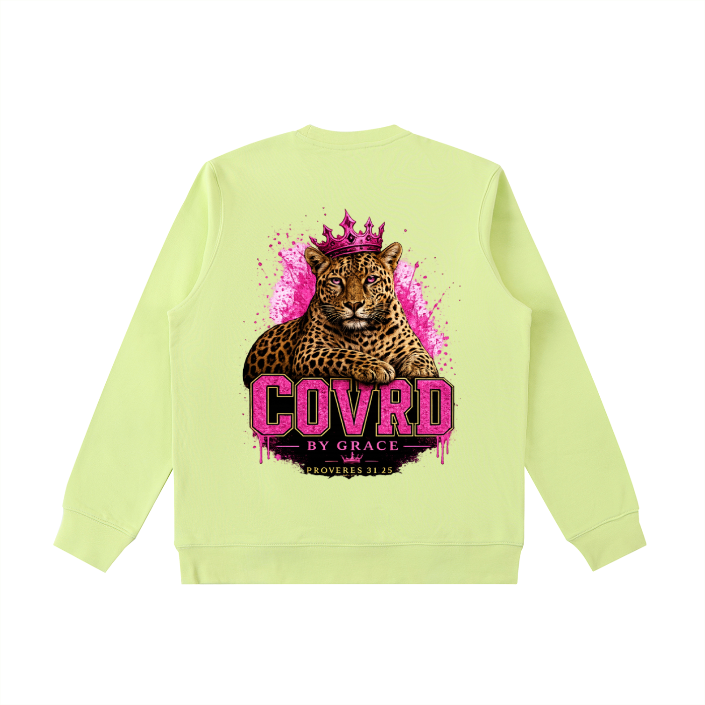 Stay COVRD Sisters' Pink Leopard Crown Crewneck  Sweatshirt
