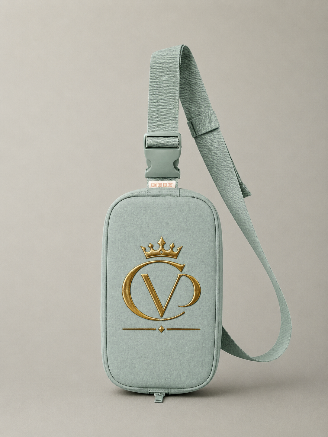 Gold Embroidered Crowned CVD Logo Crossbody Sling Bag