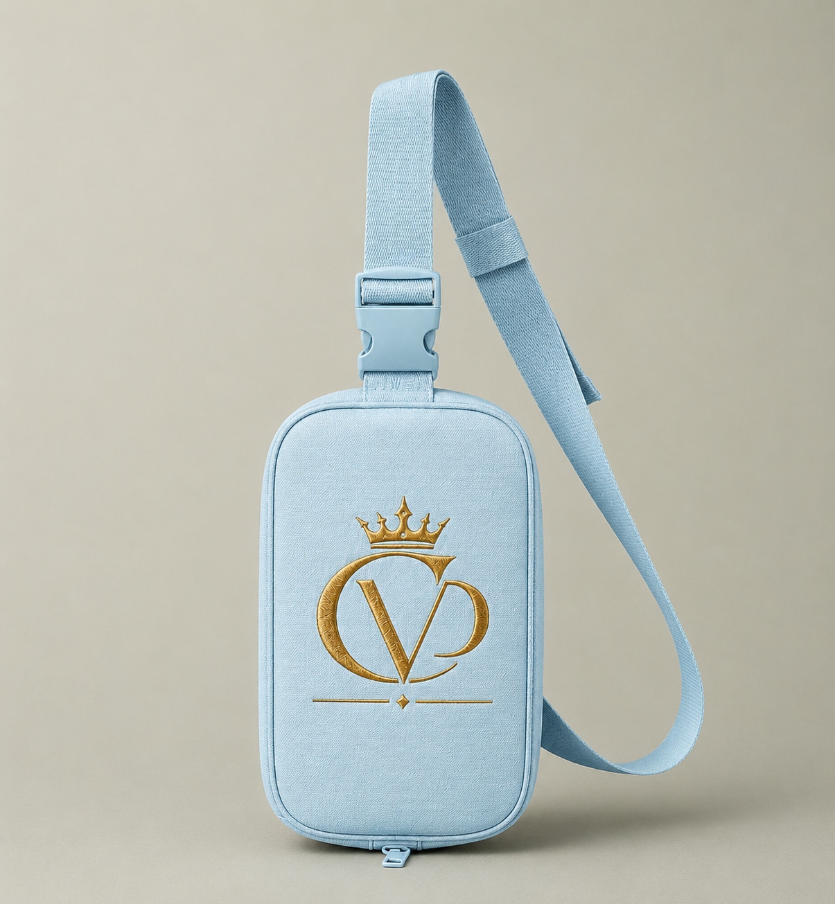 Gold Embroidered Crowned CVD Logo Crossbody Sling Bag