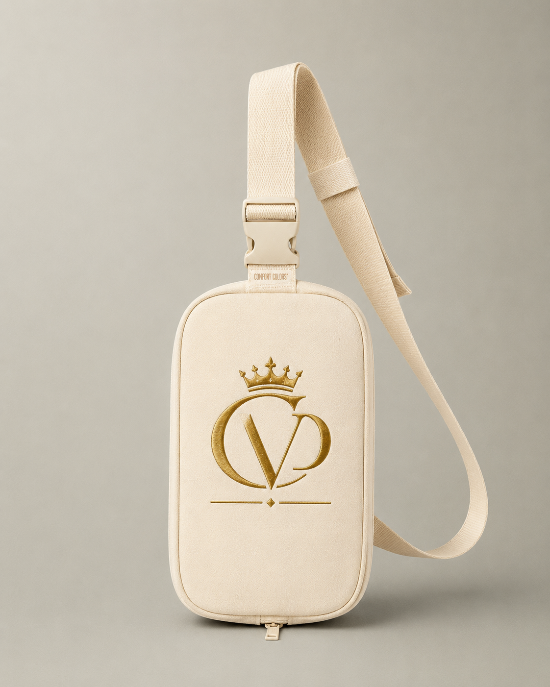 Gold Embroidered Crowned CVD Logo Crossbody Sling Bag