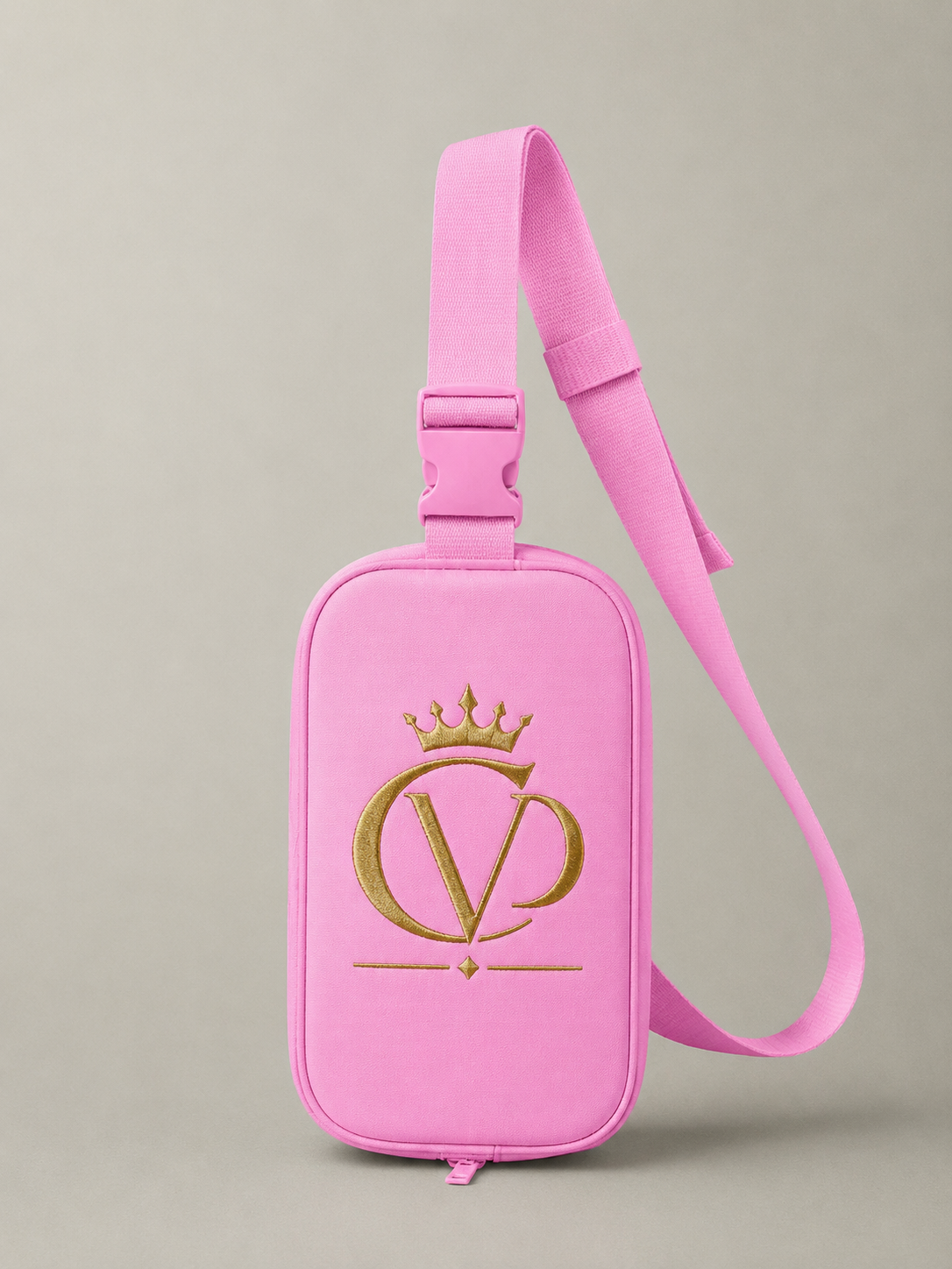 Gold Embroidered Crowned CVD Logo Crossbody Sling Bag