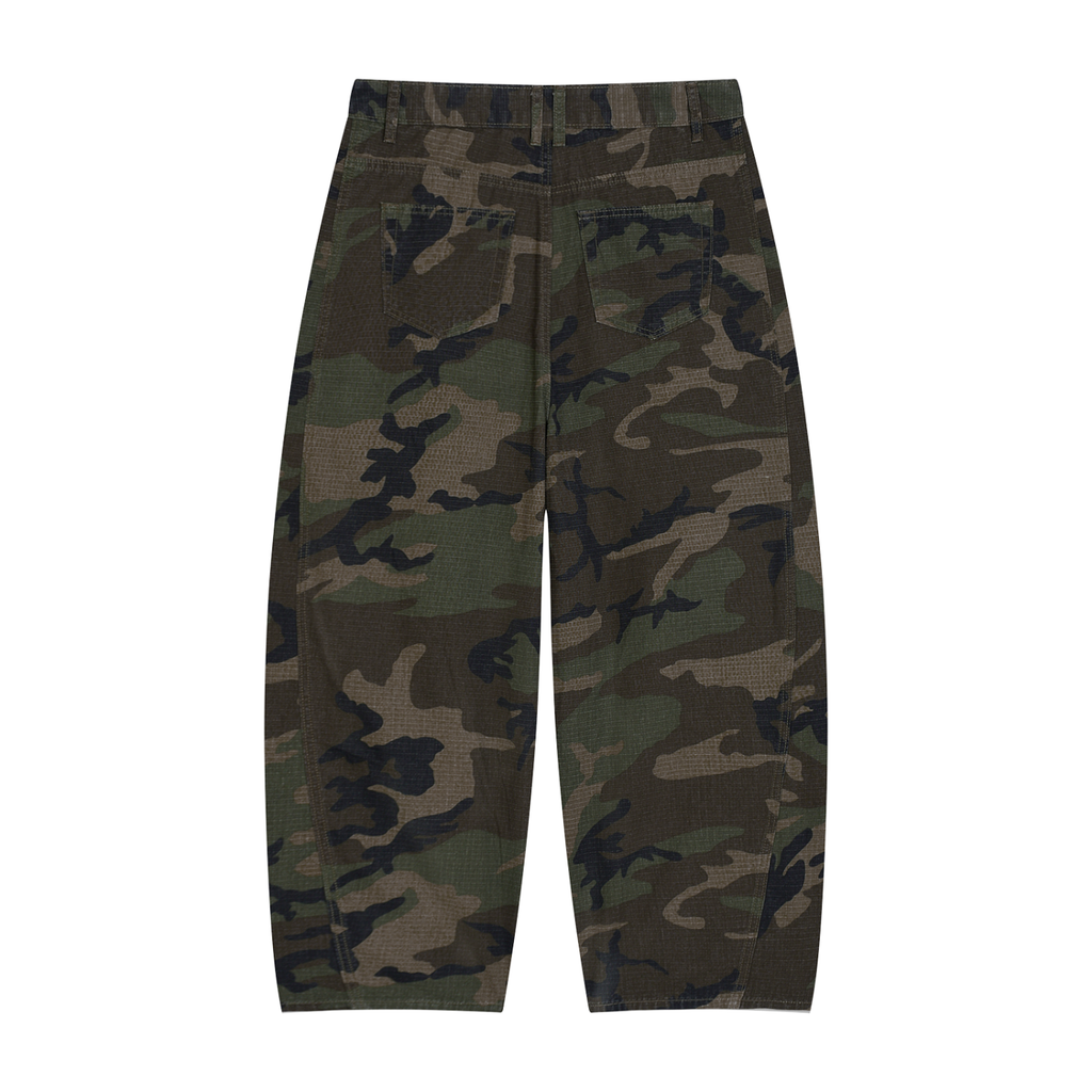 FOI Camo Barrel Leg Cargo Pants