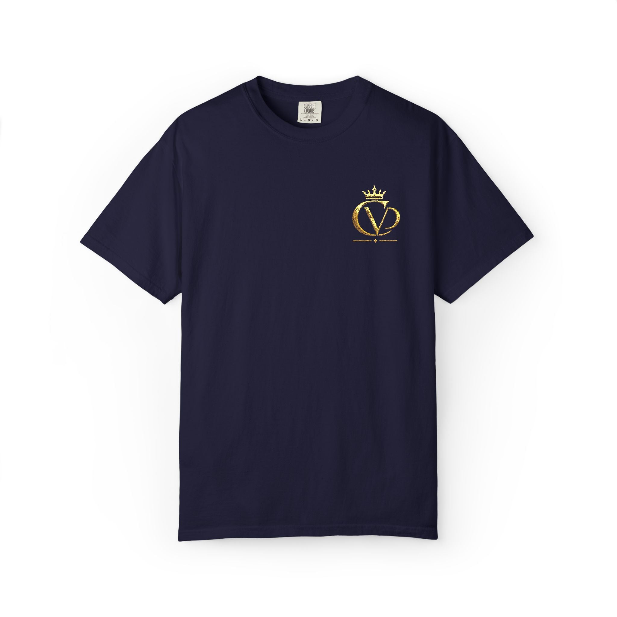 COVRD Gold Embroidered Crowned CVD Chest Logo T‑Shirt