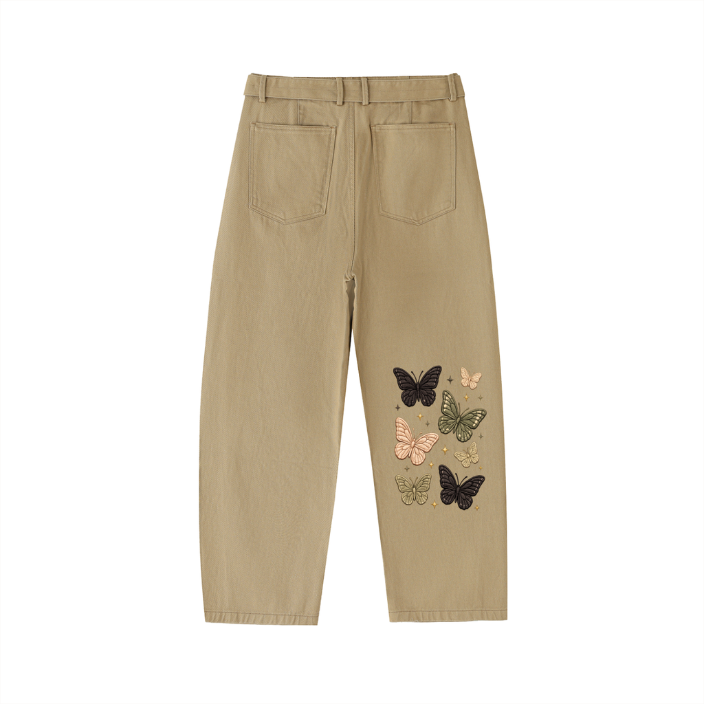 COVRD Women Butterfly Barrel-leg Chino Pants