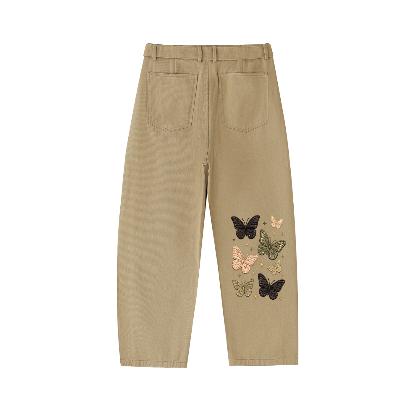 COVRD Women Butterfly Barrel-leg Chino Pants