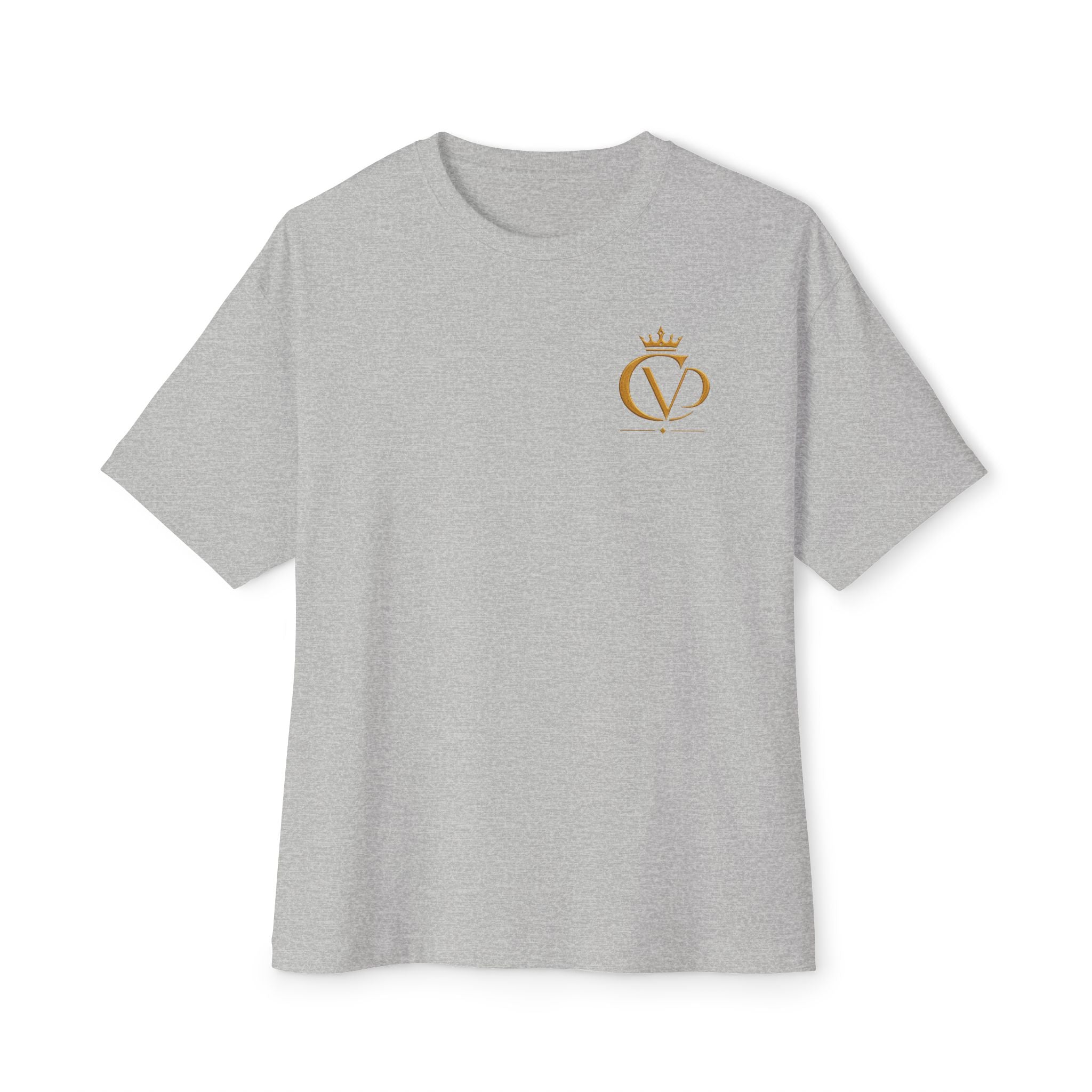 Oversized Boxy Tee — Gold Embroidered Covrd CVD Logo with Metallic Gold Foil COVRD Print