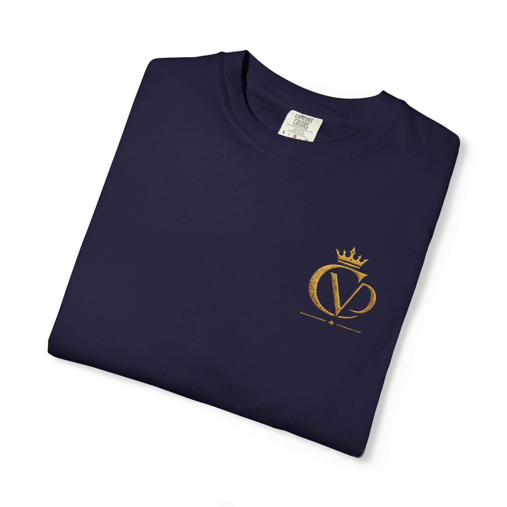 COVRD Gold Embroidered Crowned CVD Chest Logo T‑Shirt