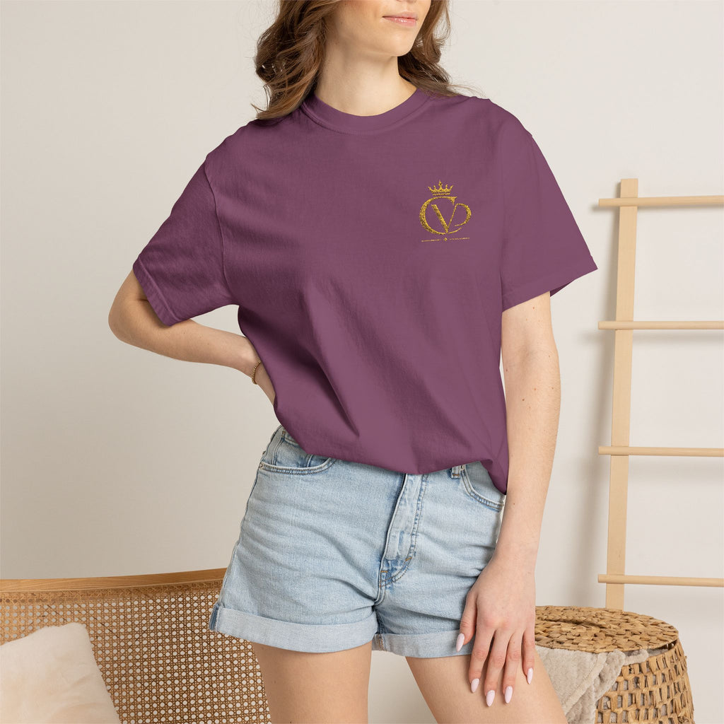 COVRD Gold Embroidered Crowned CVD Chest Logo T‑Shirt