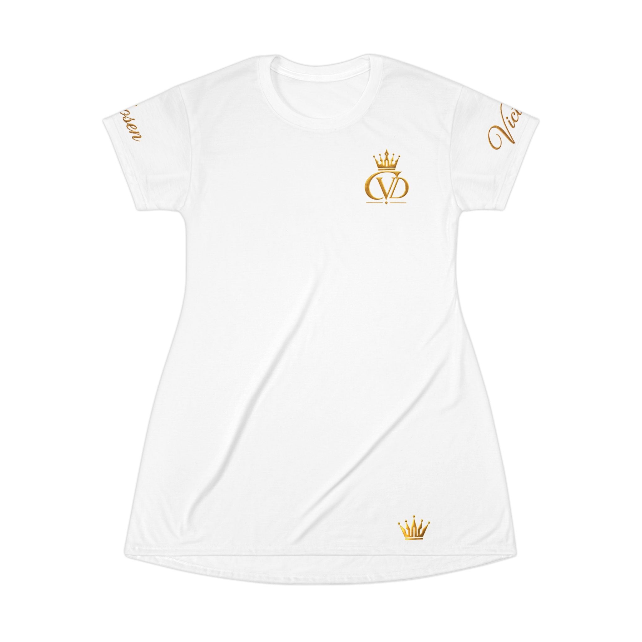 COVRD Crown T-Shirt Dress — White Gold