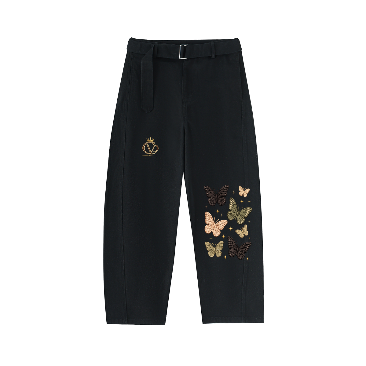 COVRD Women Butterfly Barrel-leg Chino Pants