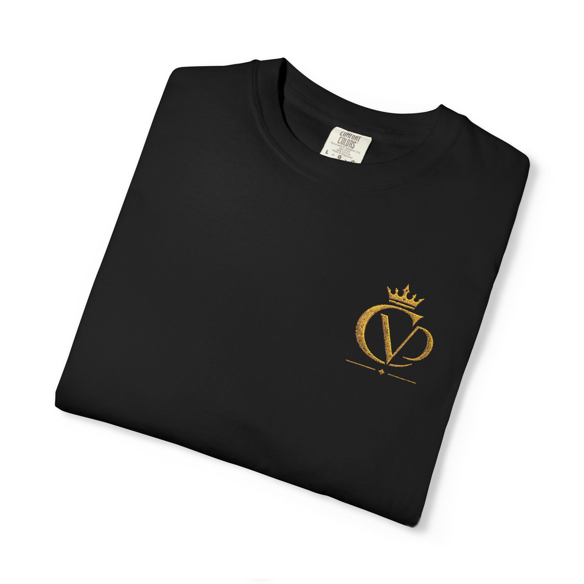 COVRD Gold Embroidered Crowned CVD Chest Logo T‑Shirt