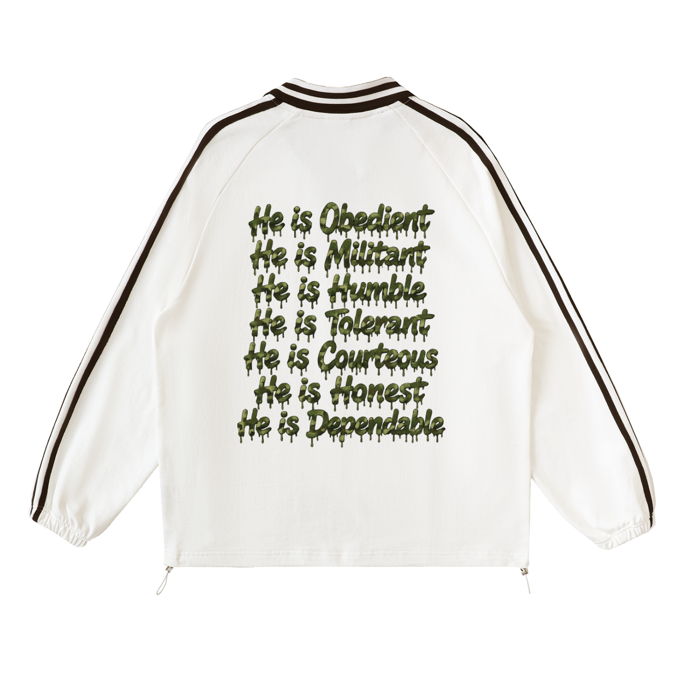 FOI Striped Lapel Collar Sweatshirt