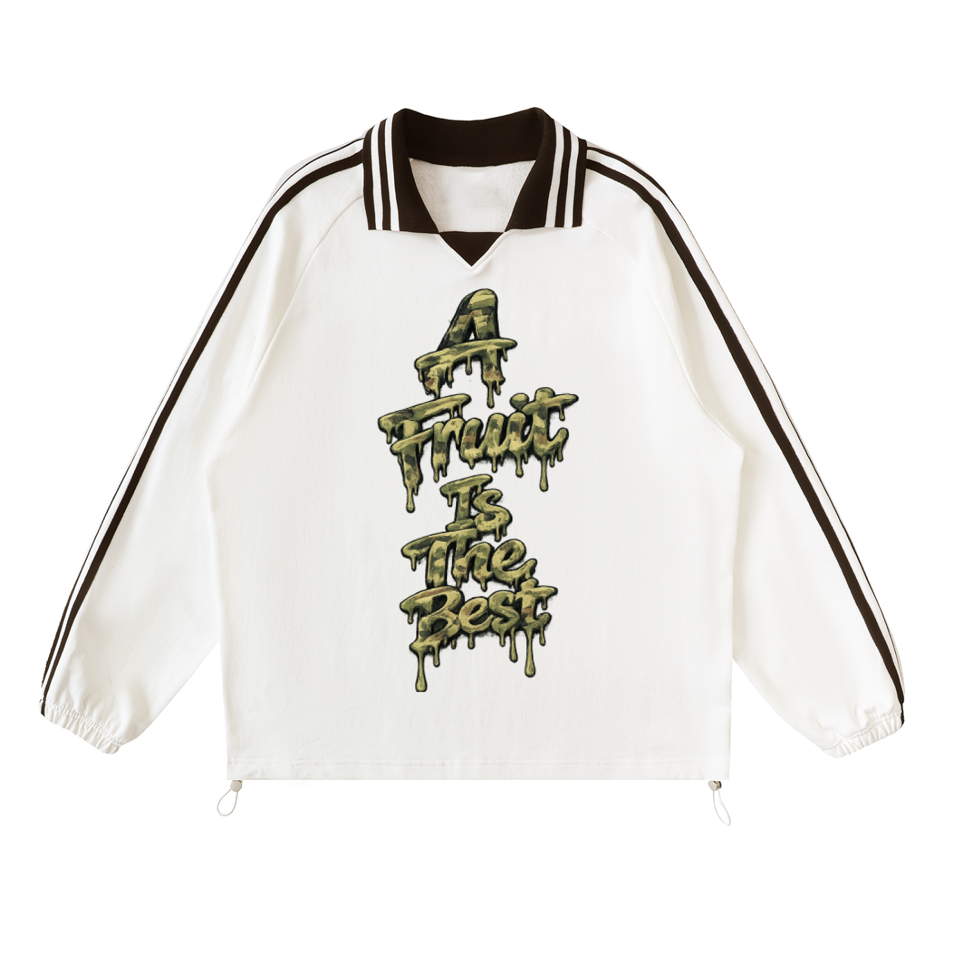 FOI Striped Lapel Collar Sweatshirt