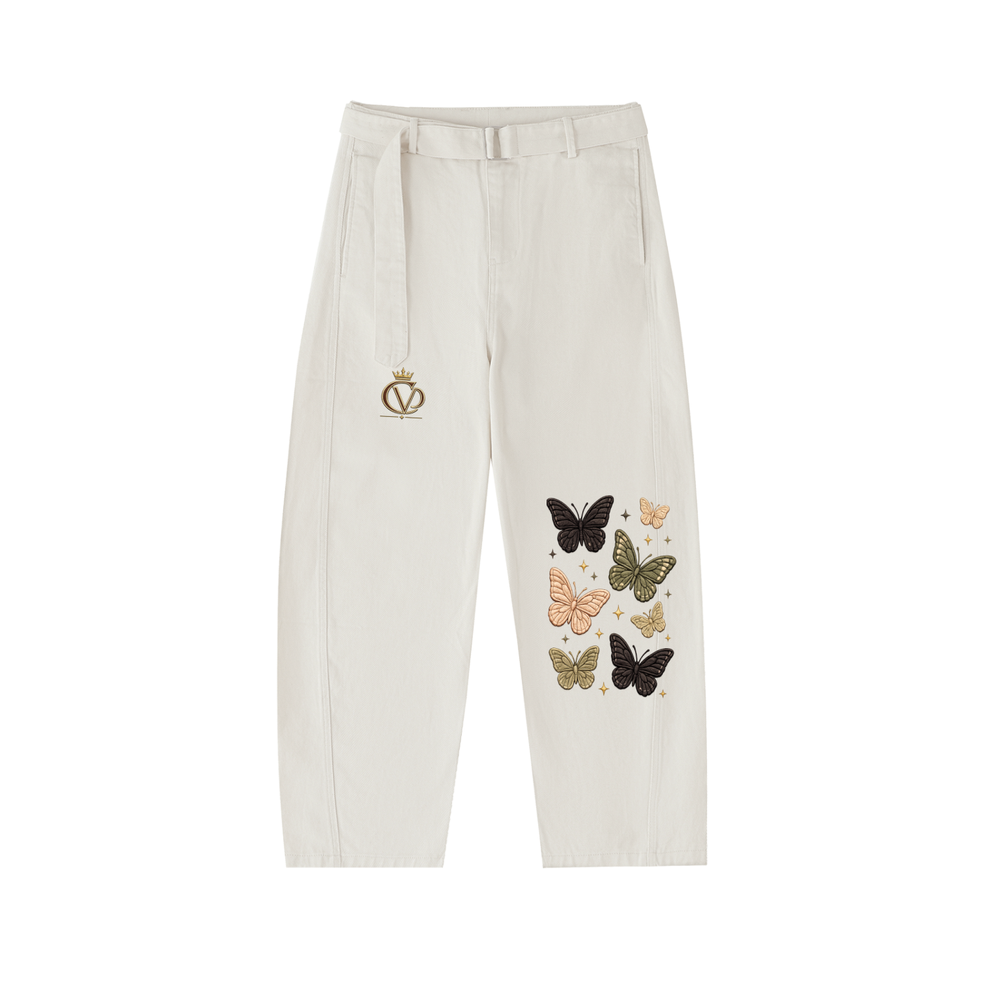 COVRD Women Butterfly Barrel-leg Chino Pants