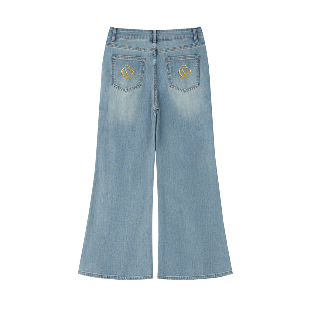 COVRD Women's Vintage Wash Flared Leg Jeans